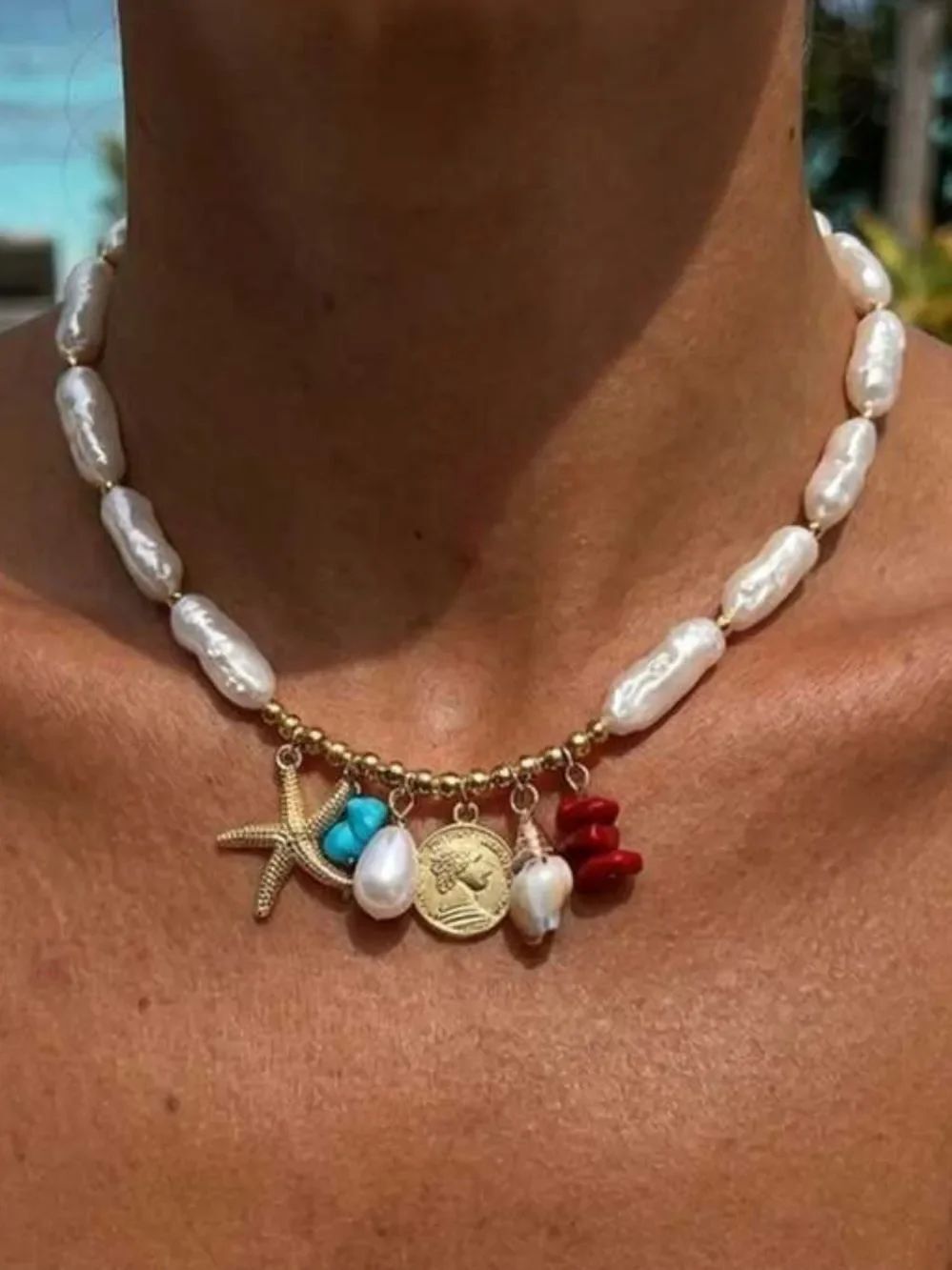 Boho pearl necklace N2364